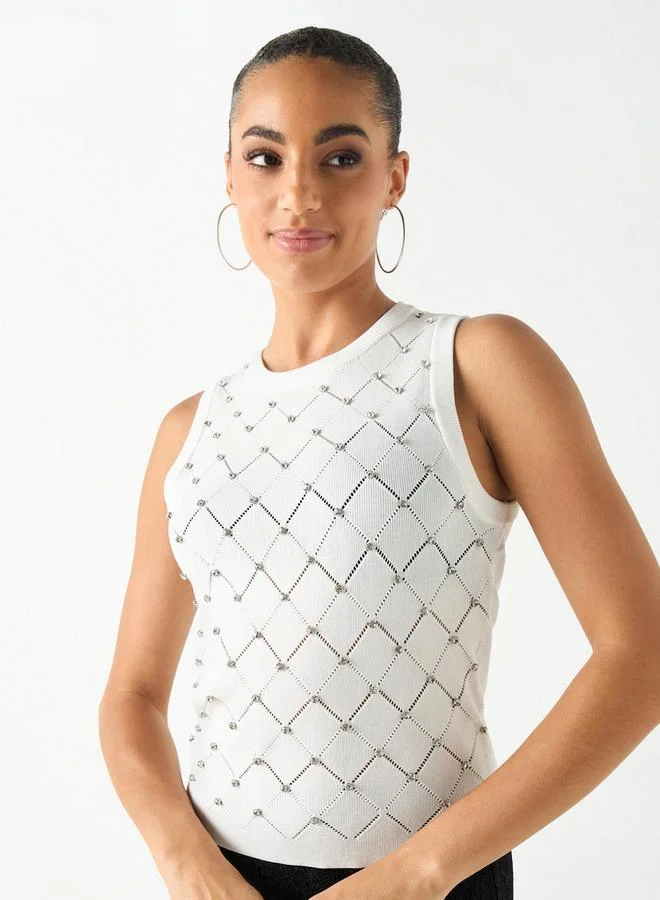 2Xtremz 2Xtremz Embellished Sleeveless Top