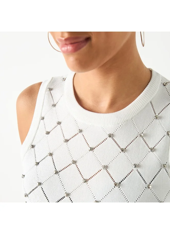 2Xtremz 2Xtremz Embellished Sleeveless Top