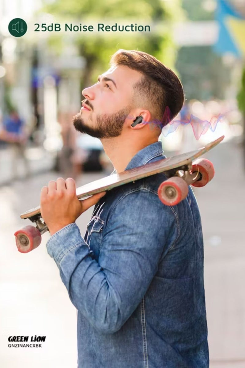 GREEN LION ZINC X Metal TWS Earbuds with Active Noise Cancellation (ANC), Aluminum Alloy Case, High-Definition Microphone, 25dB Noise Reduction, 10 Meters Transmission Range - Black - Image 2