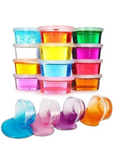 12-Piece 5D Crystal Clear Jelly Slime With Straws DIY Modeling Air Dry Magic Clay