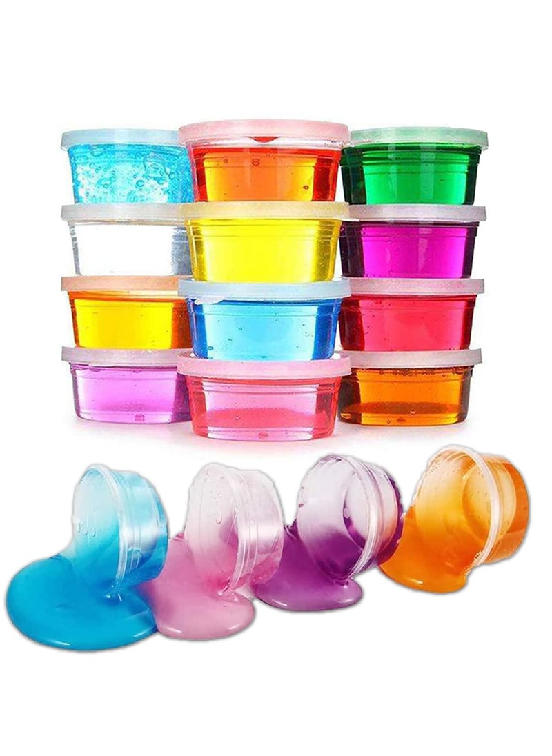AAS ECOM - 12-Piece 5D Crystal Clear Jelly Slime With Straws DIY Modeling Air Dry Magic Clay - Image 1