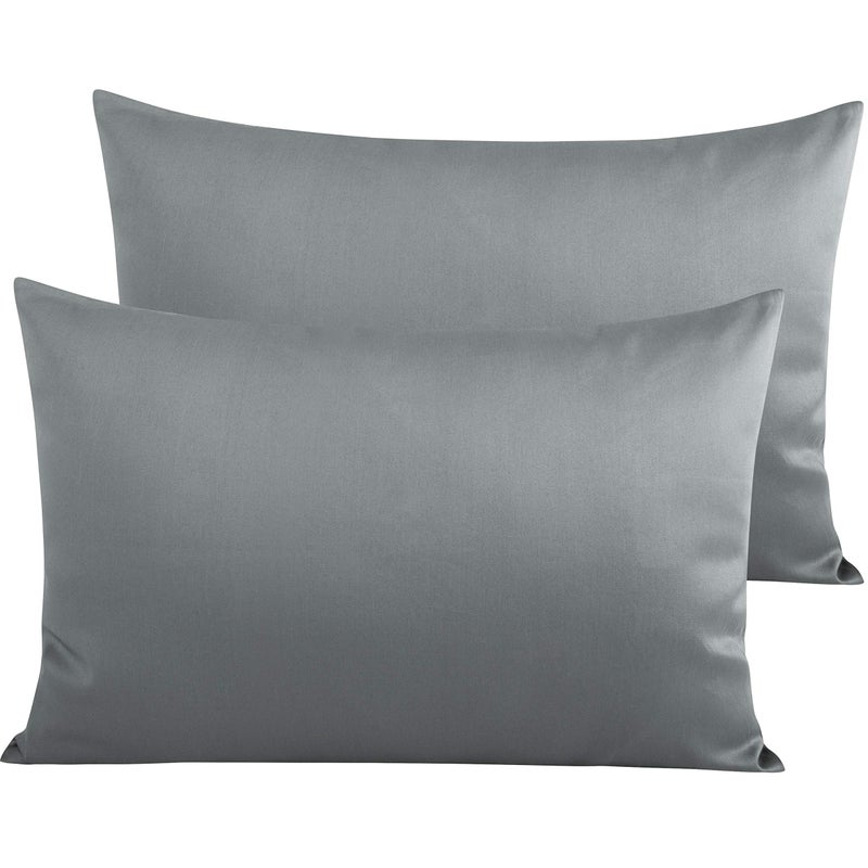 NTBAY Egyptian Cotton Queen Pillowcases - Set of 2, 500 Thread Count Cotton Pillowcases - Soft and Breathable Envelope Closure Pillow Cases - 20x30 Pillow Covers for Bed, Dark Grey - Image 1