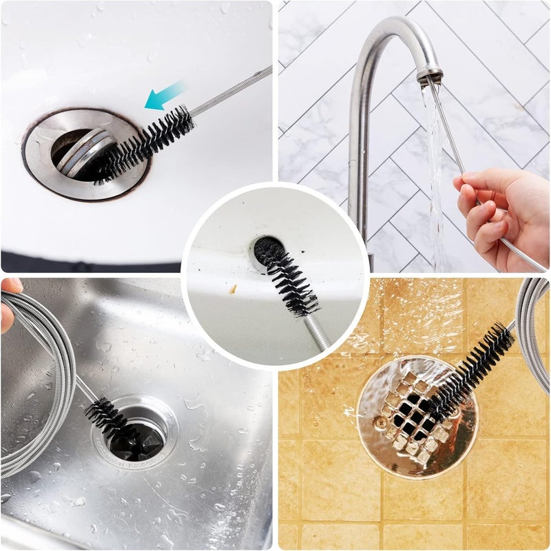 RayTour Drain Brush Pipe Cleaning Brush Slim Drain Hole Cleaning Tool Hose Flexible Feeding Tube Cleaning Brush Black Color - Image 5