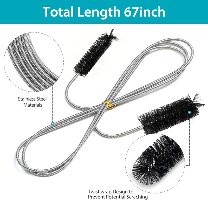 RayTour Drain Brush Pipe Cleaning Brush Slim Drain Hole Cleaning Tool Hose Flexible Feeding Tube Cleaning Brush Black Color - Image 2