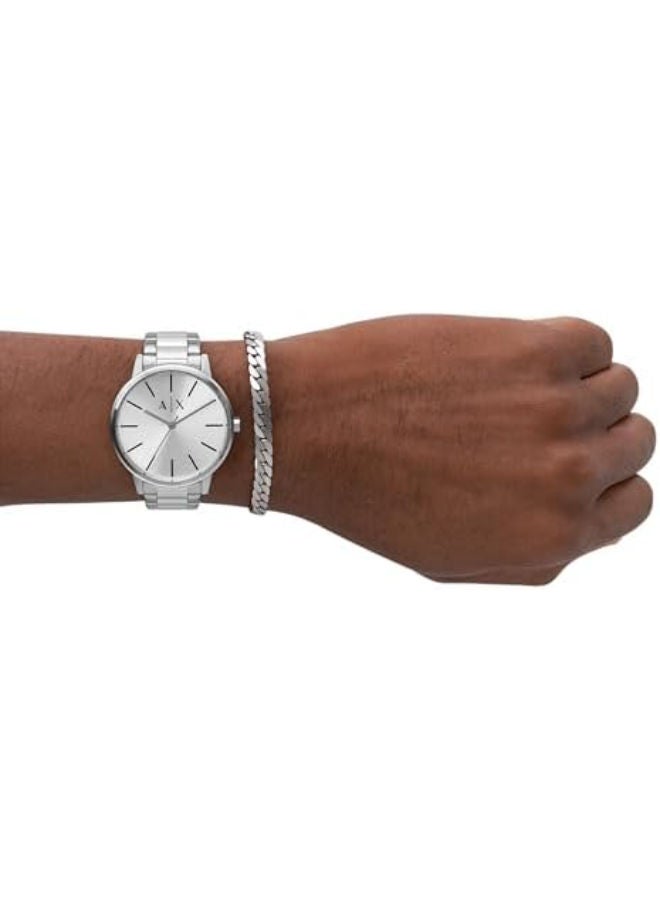 ارماني اكسشينج Men Stainless Steel Analog Wrist Watch AX7138SET with Bracelet Gift Set - Image 2