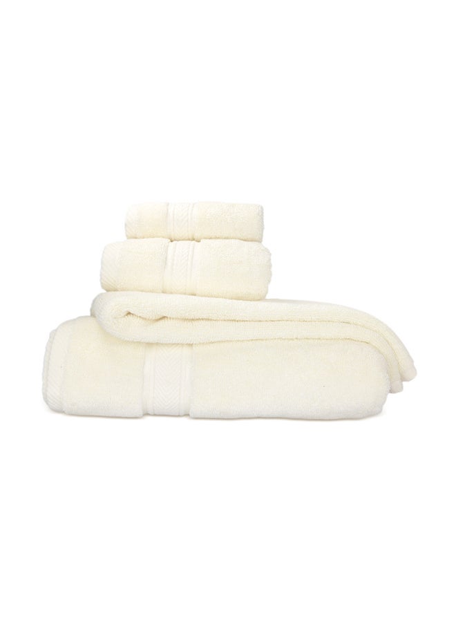 Hotel Linen Klub Hotel Linen Klub LUXURY PACK of 4 Bathroom Towel Sets - 100% Cotton 650 GSM Terry Dobby Border Ring Spun - Super Soft ,Quick Dry,Highly Absorbent ,Bathroom Towel Set with 900GSM Bath Mat, Cream  - Image 1