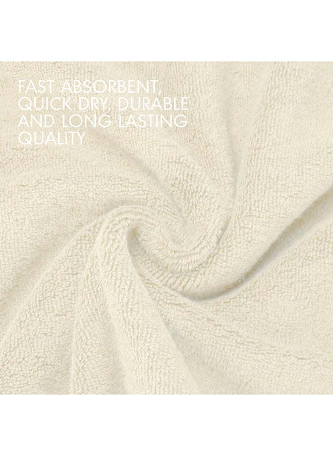Hotel Linen Klub Hotel Linen Klub LUXURY PACK of 4 Bathroom Towel Sets - 100% Cotton 650 GSM Terry Dobby Border Ring Spun - Super Soft ,Quick Dry,Highly Absorbent ,Bathroom Towel Set with 900GSM Bath Mat, Cream  - Image 5