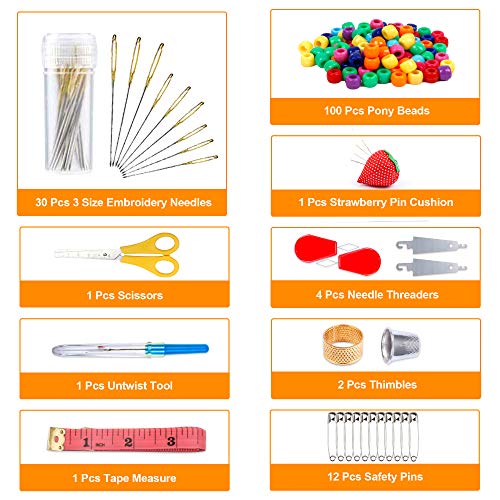 Inscraft 403 Pack Embroidery Floss Set, 250 Colors Cross Stitch Friendship Bracelet Thread with 153 Pcs Cross Stitch Tool, 4-Tier Transparent Box for Storage - Image 3