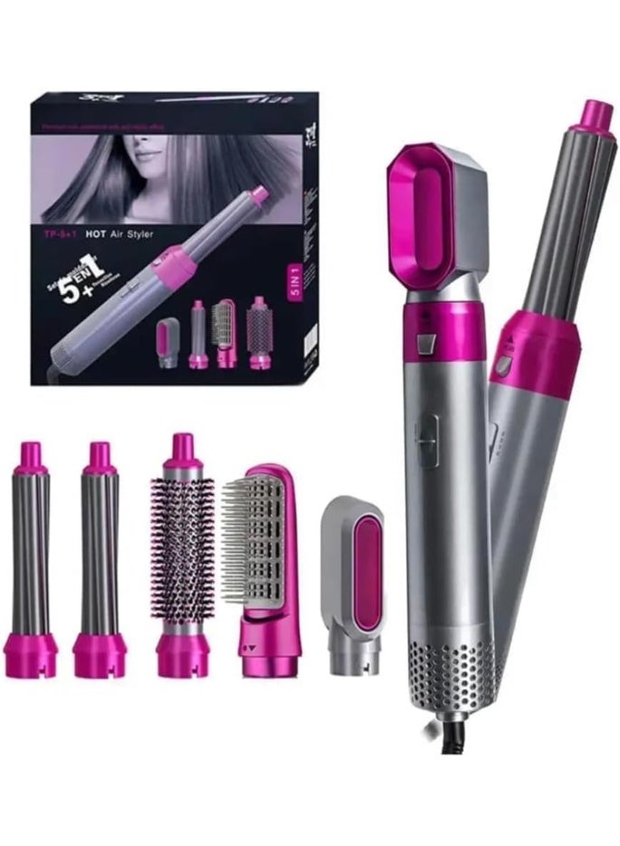 5 In 1 Hair Styling Tool Hot Air Styler with Multiple Attachments for Curling, Smoothing and Volume Boosting, Lightweight Design with Easy Controls for Daily Hair Styling and Professional Results
