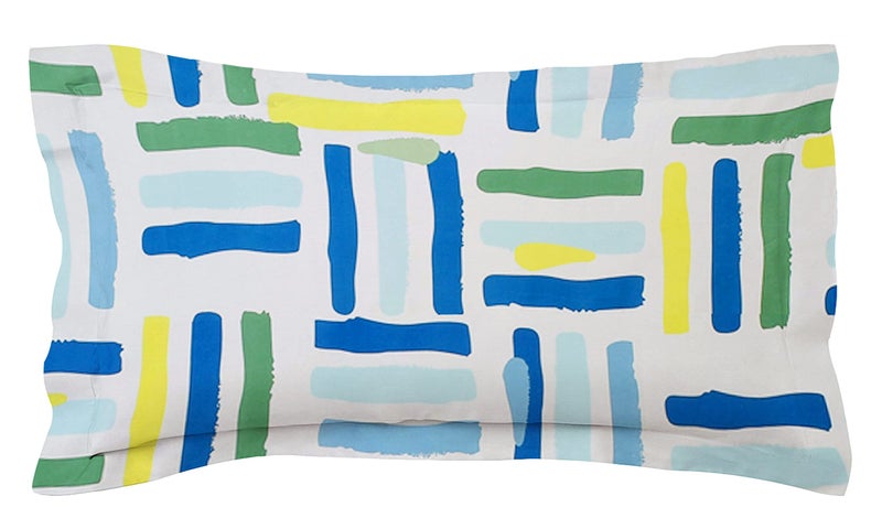BSB HOME 180 Tc 100% Cotton Abstract Print Mix N Match Single Bed Sheet with 1 Pillow Covers for Single/Coat/Diwan Bed, Blue and White - Image 2