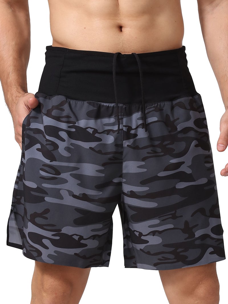 Men Sports Shorts with Pocket Wide Waistband Quick Dry Running Cycling Fitness Shorts - Image 1