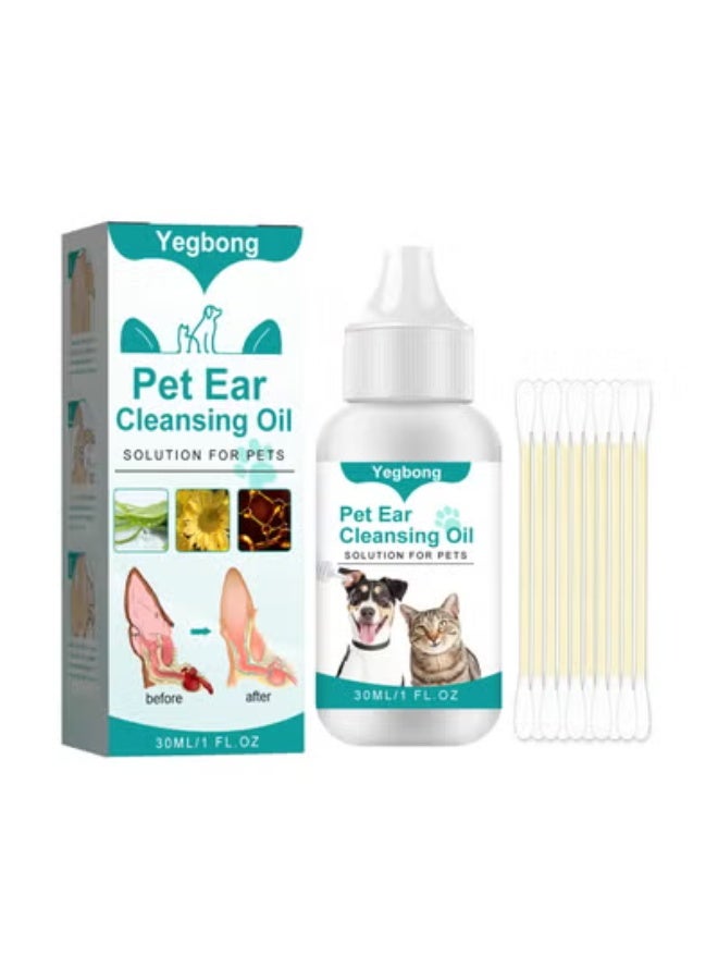 YEGBONG 30ml Cat Ear Cleansing Oil Anti-ticks Cat Ear Wash Set for Pet Cleaning Supplies - Image 2