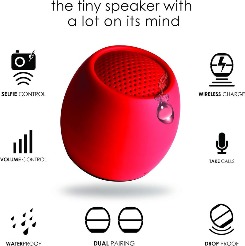 BOOMPODS Zero Bluetooth Speaker - Powerful Waterproof Mini Speakers with Dual Pairing Option & Wireless Mic with Big Sound (Red) - Image 3