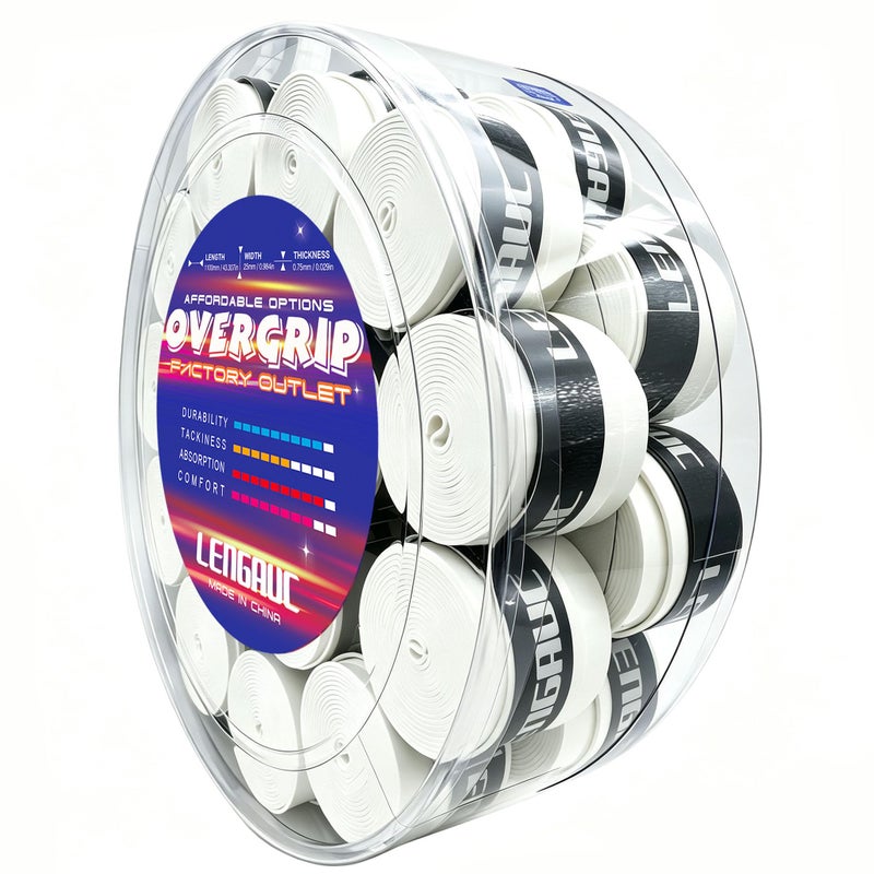 Tacky Overgrips,Tennis/Badminton/Pickleball/Paddle 30/60 Pack Grip Tape - Image 1