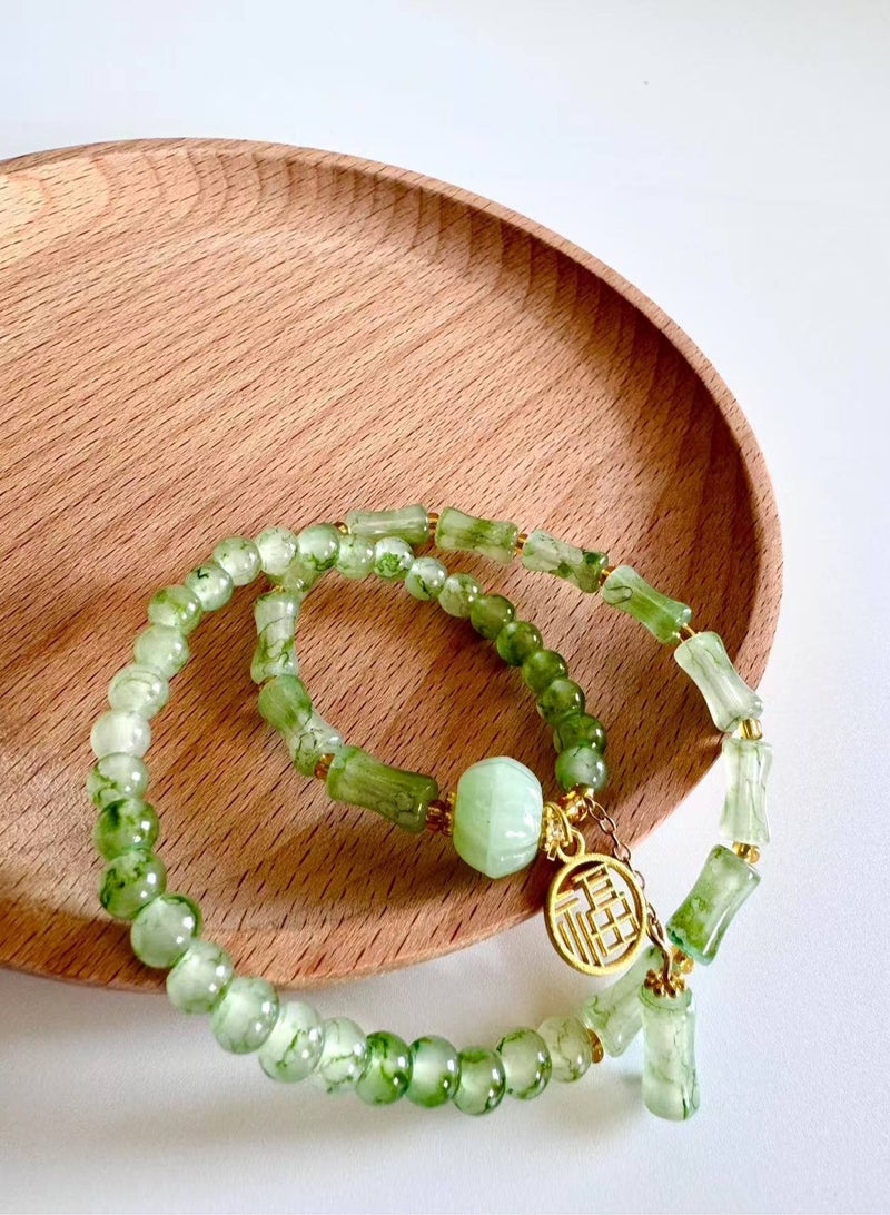 Double-layered natural glass beads Handmade Good luck and good luck to enhance the charm Men's and women's birthday gifts - Image 1