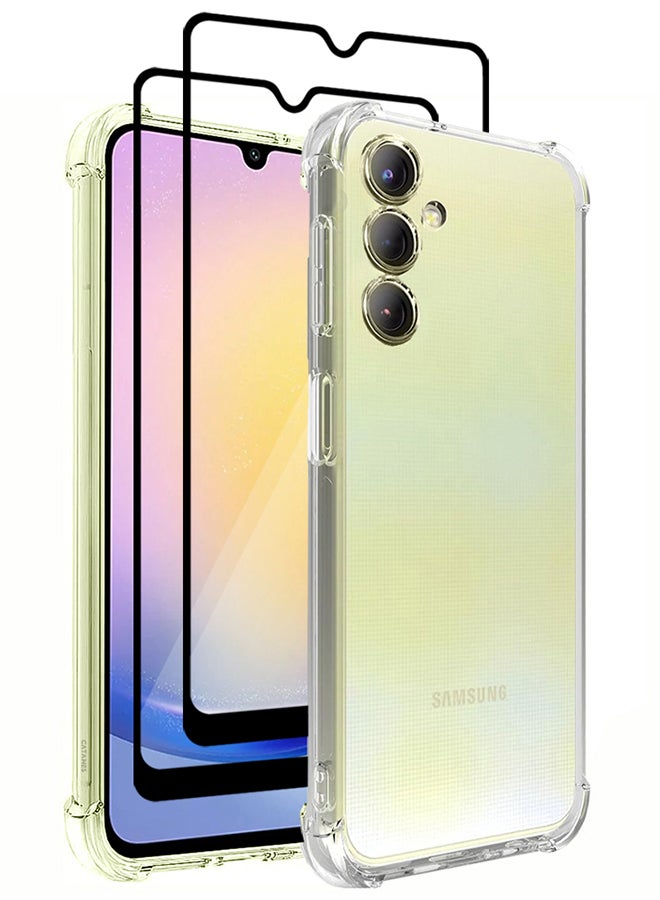 مجموعة من 3 قطع لهاتف Samsung Galaxy A25 5G Gorilla Case و2 واقي شاشة من مادة TPU المرنة الشفافة الممتصة للصدمات وغطاء حماية شفاف رفيع للغاية