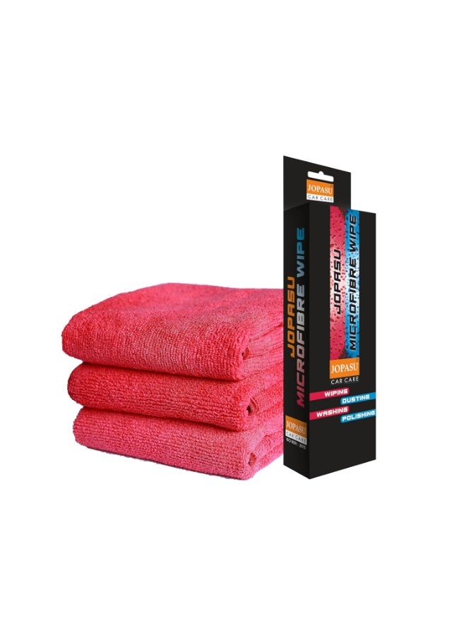 JOPASU Microfibre Cloth 320 GSM (Set of 3 Red) (40x40 cms) for Cleaning, Polishing, Washing, Detailing of Cars, Bikes, Kitchen & Home Appliances - Image 3