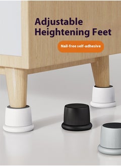 Generic 2-in-1 Door Stopper Adjustable Furniture Bed Risers 1.6-2.6 in Bed Risers  Durable Plastic and Anti Slip Round Couch Risers for Sofa Bed Table and Chair Legs(4 pcs)  - Image 2