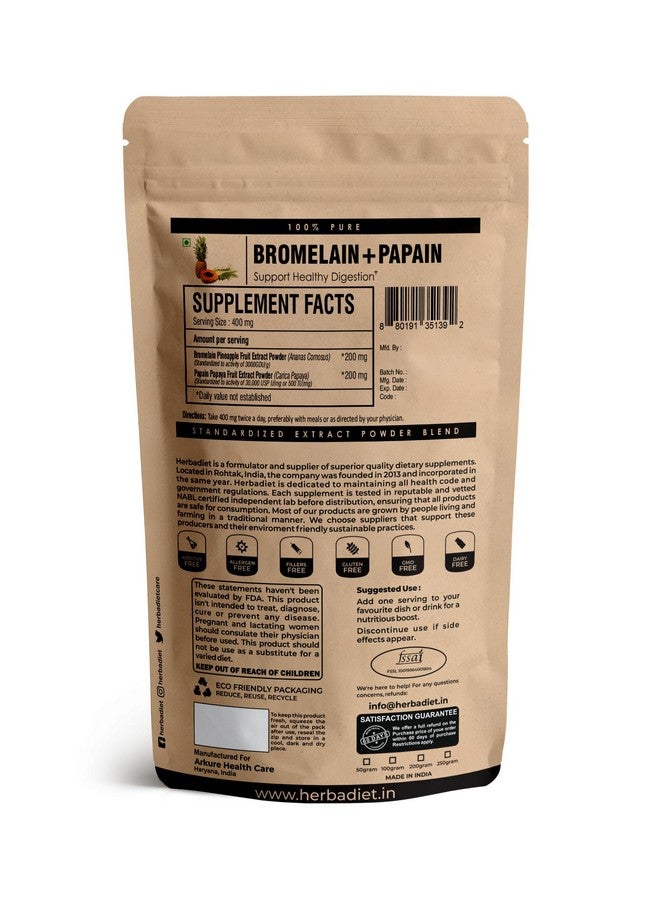 Herbadiet's Bromelain & Papain | 50 gram | Proteolytic Multi Enzymes Formula| Digestive Support & Nutrient Absorption - Image 2