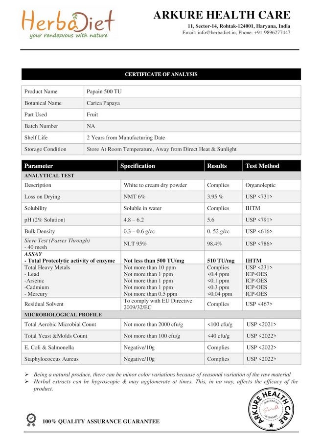 Herbadiet's Bromelain & Papain | 50 gram | Proteolytic Multi Enzymes Formula| Digestive Support & Nutrient Absorption - Image 4