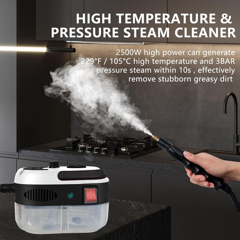 KASTWAVE Steam Cleaner, 2500W Handheld High Pressure Steam Cleaner with 3 Brush Heads, Portable Steam Cleaner for Home, Furniture, Kitchen, Bathroom and Car Detailing - Image 4