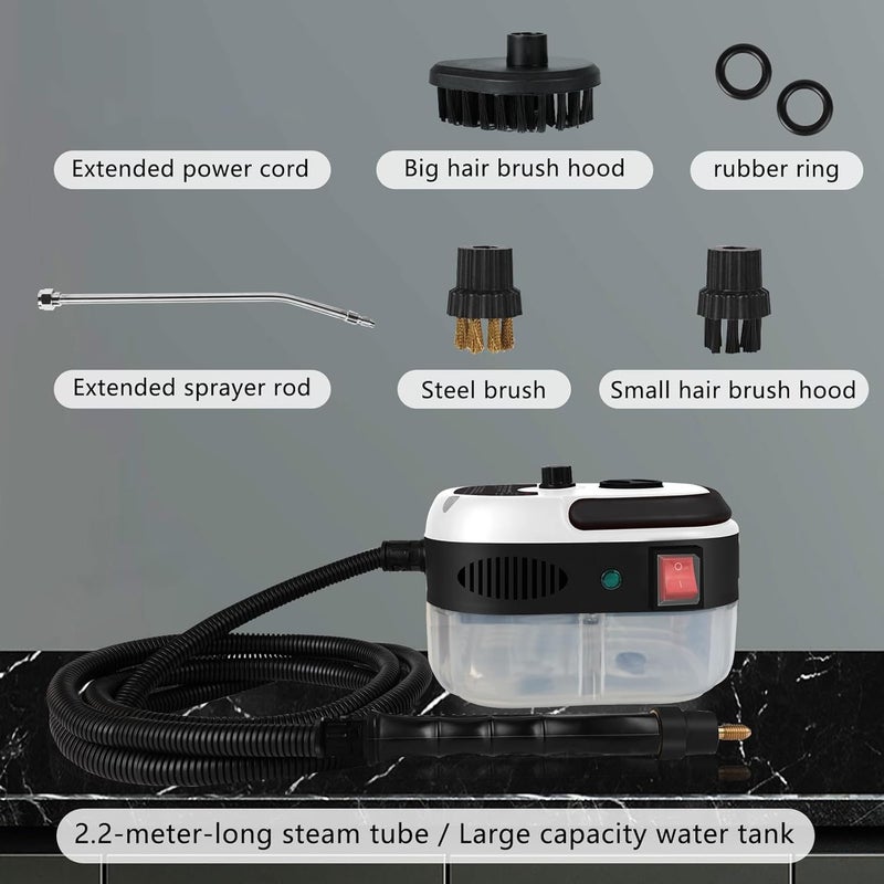 KASTWAVE Steam Cleaner, 2500W Handheld High Pressure Steam Cleaner with 3 Brush Heads, Portable Steam Cleaner for Home, Furniture, Kitchen, Bathroom and Car Detailing - Image 3