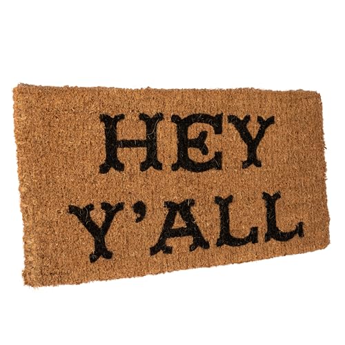 Creative Co-Op Natural Coir Hey Y'all Doormat - Image 1