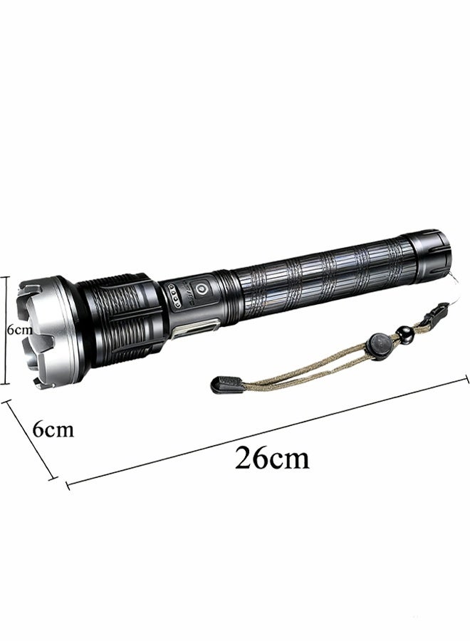 أهاكاك هيكل من سبائك الألومنيوم - مصباح يدوي خارجي طويل المدى قابل لإعادة الشحن - مصباح يدوي عالي الكثافة 9000 لومن - مزود بمصباح يدوي بطارية 26500 مللي أمبير في الساعة وشحن USB - Image 5