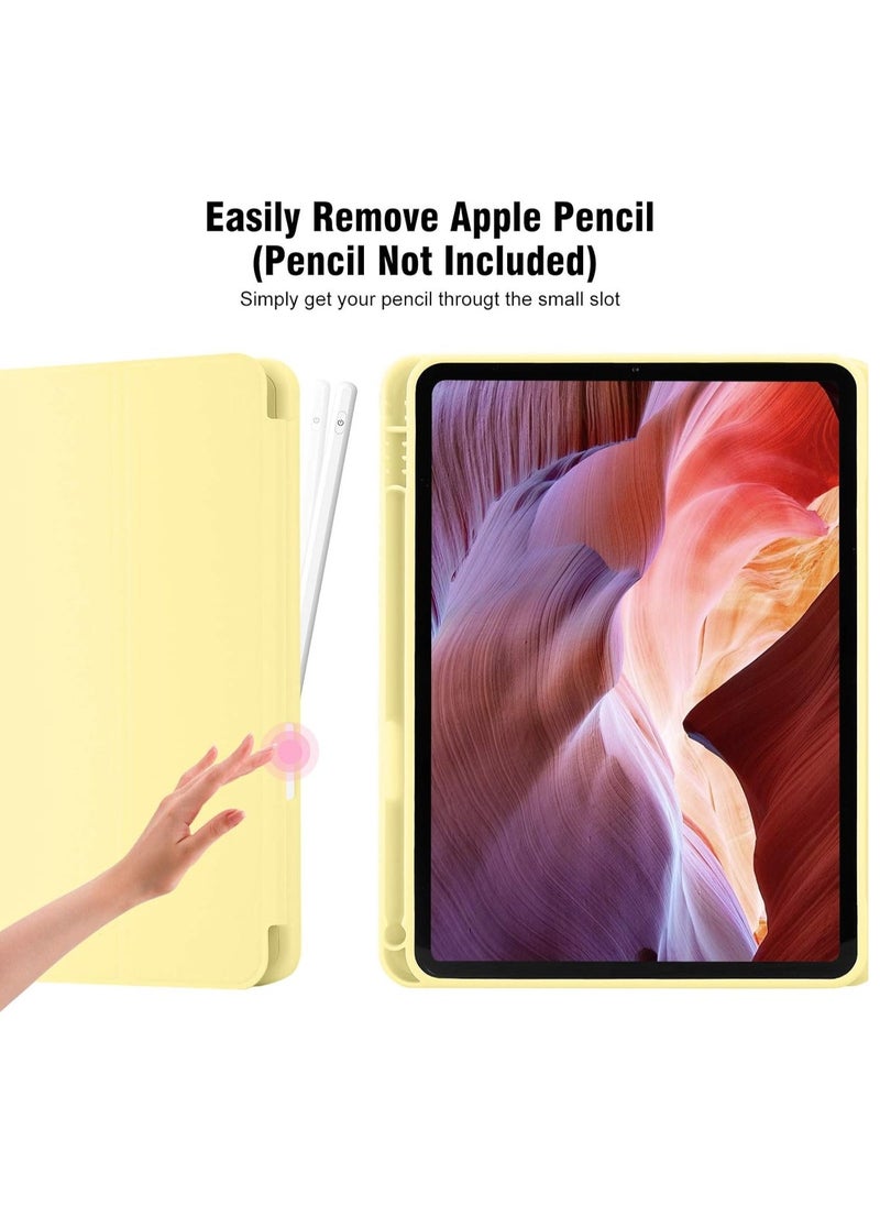 ELTRAZONE iPad 10th Generation Case 2022 with Pencil Holder - Soft TPU Back Protective Smart Trifold Stand Cover for iPad 10.9 Inch (10th Gen), Auto Wake/Sleep - Yellow - Image 1