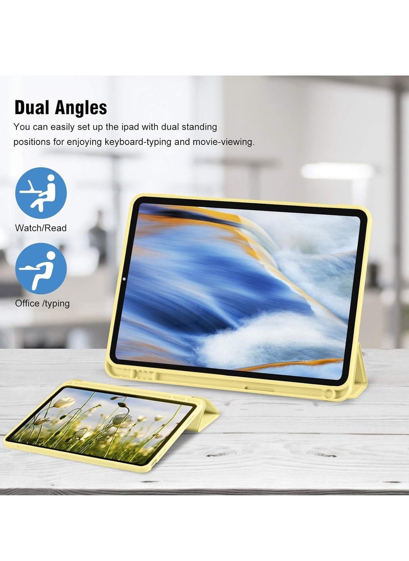 ELTRAZONE iPad 10th Generation Case 2022 with Pencil Holder - Soft TPU Back Protective Smart Trifold Stand Cover for iPad 10.9 Inch (10th Gen), Auto Wake/Sleep - Yellow - Image 3