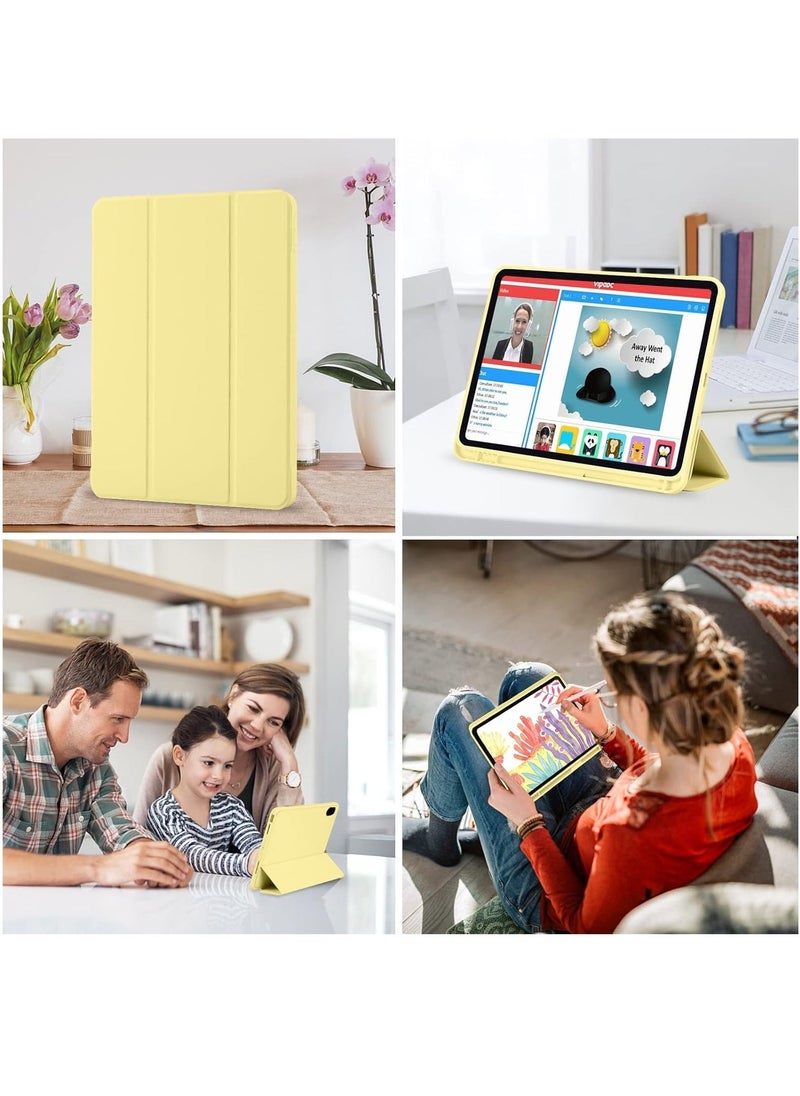 ELTRAZONE iPad 10th Generation Case 2022 with Pencil Holder - Soft TPU Back Protective Smart Trifold Stand Cover for iPad 10.9 Inch (10th Gen), Auto Wake/Sleep - Yellow - Image 4