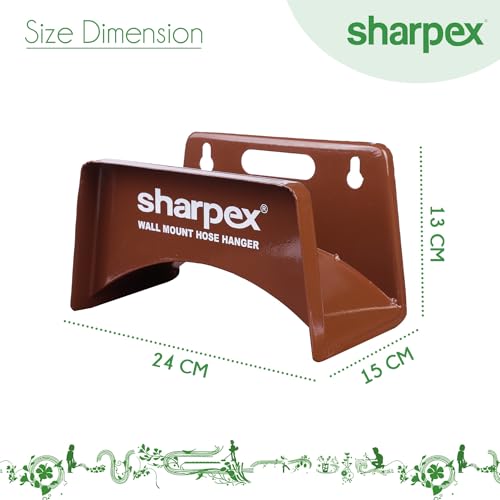 Sharpex DIY Metal Hose Pipe Holder for Garden Pipe - Wall Mounted for Garden, Hotel, Backyard, and Outdoor - Heavy Duty Steel Portable Irrigation Watering Hose Holder Only (Dark Brown) - Image 2