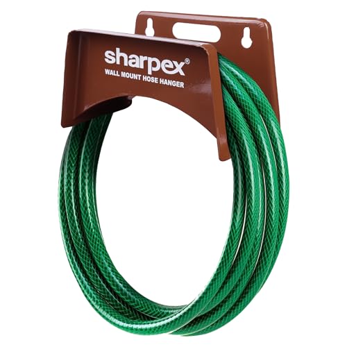 Sharpex DIY Metal Hose Pipe Holder for Garden Pipe - Wall Mounted for Garden, Hotel, Backyard, and Outdoor - Heavy Duty Steel Portable Irrigation Watering Hose Holder Only (Dark Brown) - Image 1
