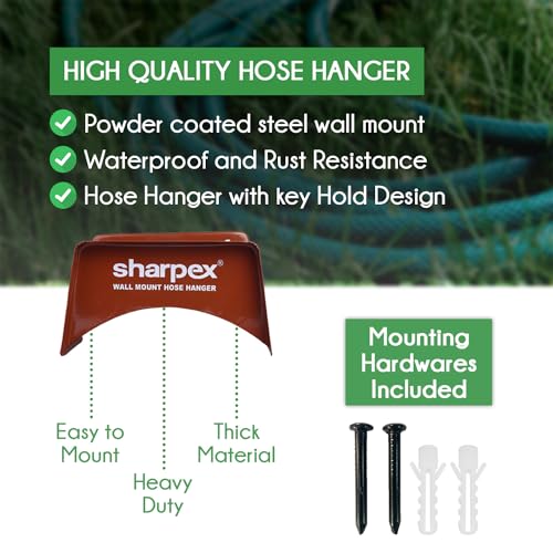 Sharpex DIY Metal Hose Pipe Holder for Garden Pipe - Wall Mounted for Garden, Hotel, Backyard, and Outdoor - Heavy Duty Steel Portable Irrigation Watering Hose Holder Only (Dark Brown) - Image 4