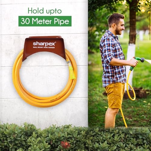 Sharpex DIY Metal Hose Pipe Holder for Garden Pipe - Wall Mounted for Garden, Hotel, Backyard, and Outdoor - Heavy Duty Steel Portable Irrigation Watering Hose Holder Only (Dark Brown) - Image 3