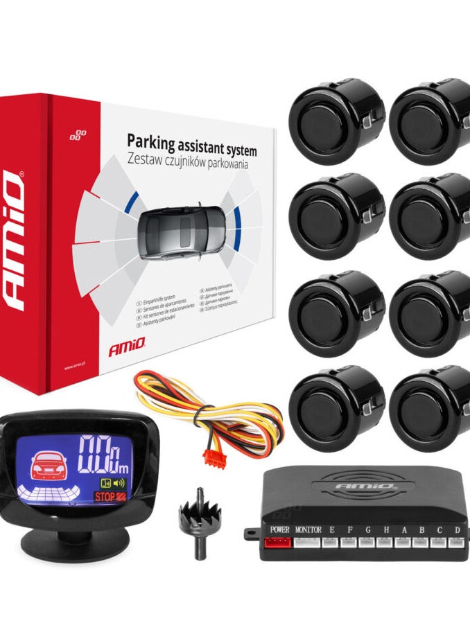 AMIO Parking assistant system LED-GRAF 8 sensor black GOLD 18mm - Image 1