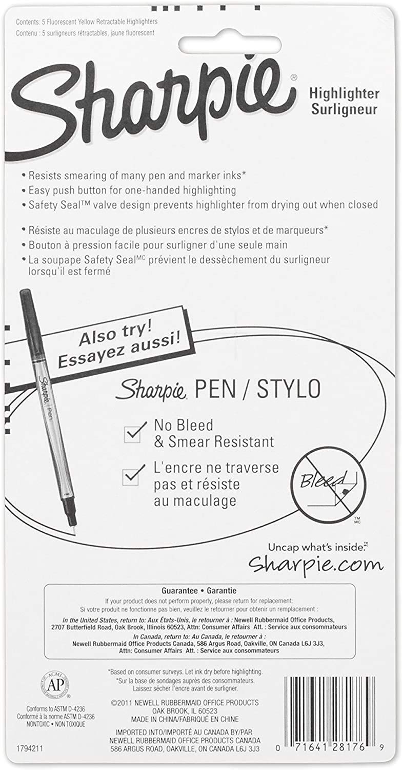 SHARPIE 1740822 Accent Retractable Highlighter, Chisel Tip, Fluorescent Yellow, 5-Count - Image 5
