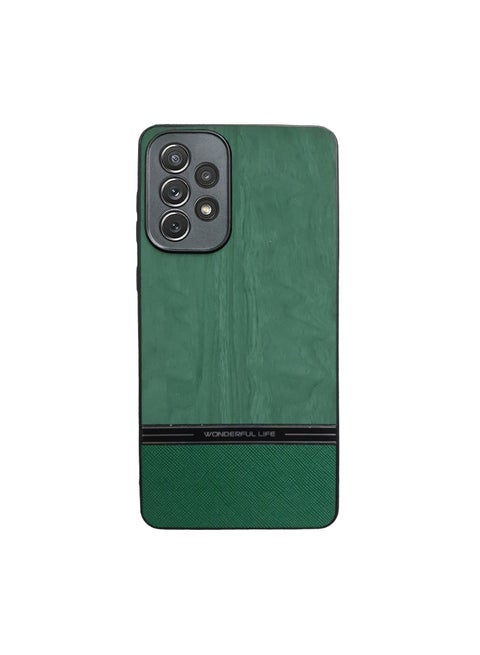 Elmo3ezz Shockproof Wood Grain Skin PU and TPU Shockproof Luxury Phone Case for Samsung Galaxy A73 (Green)