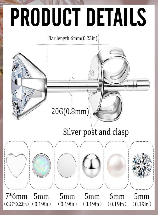 MJust Titanium stud Earrings, 20G Hypoallergenic Square Cubic Zirconia Titanium Stud Earring for Men Women Sensitive Ears - Image 2