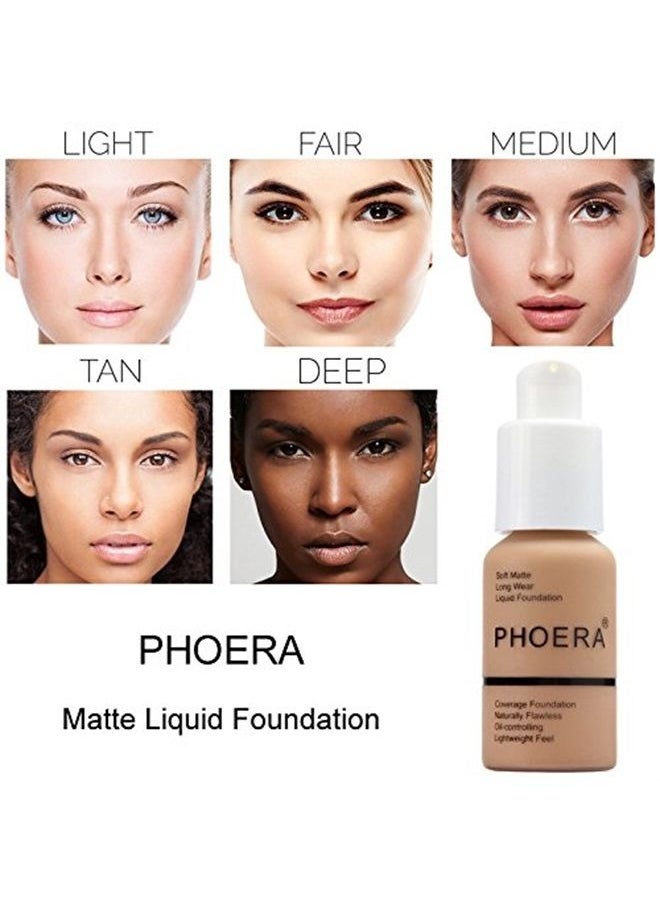 Bestland 5PCS Liquid Foundation Set Matte Liquid Full Coverage Oil Control Breathable Invisible Cover Concealer Foundation with Face Primer, Foundation Brush, Makeup Sponge (102 Nude Makeup Set) 