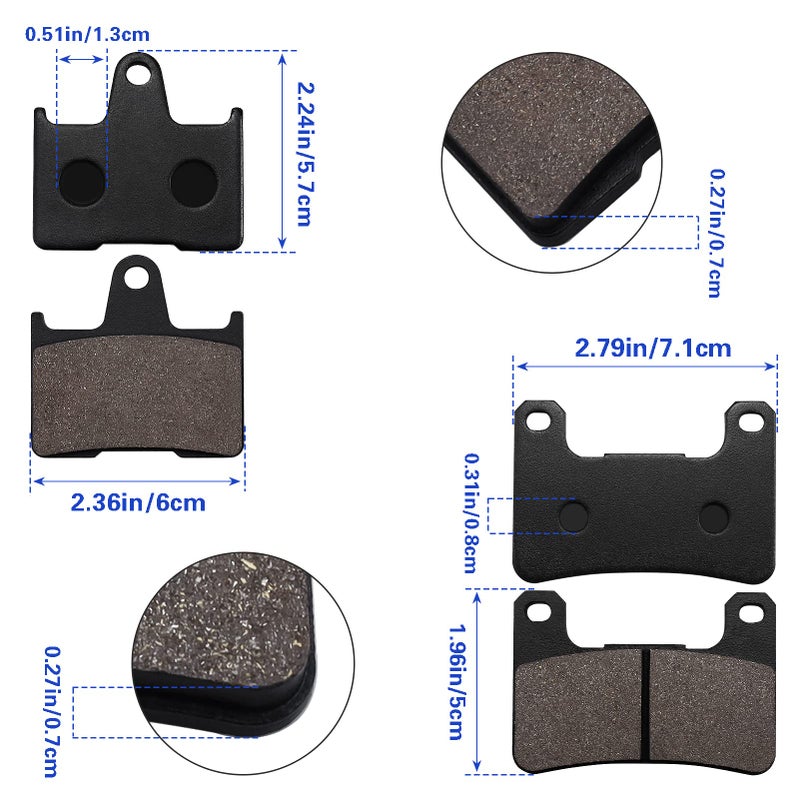 Sollon Brake Pads Front and Rear for Suzuki GSXR 1000 2004 2005 2006, GSXR 600 K4/K5 2004 2005, GSXR 750 K4/K5 2004 2005 - Image 5