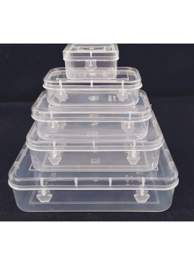 Right Rectangular Small Size Plastic Boxes for Small Storage Things Jewellery/Dry Fruits/Stationery (Transparent) -Set of 5 Pieces - Image 2