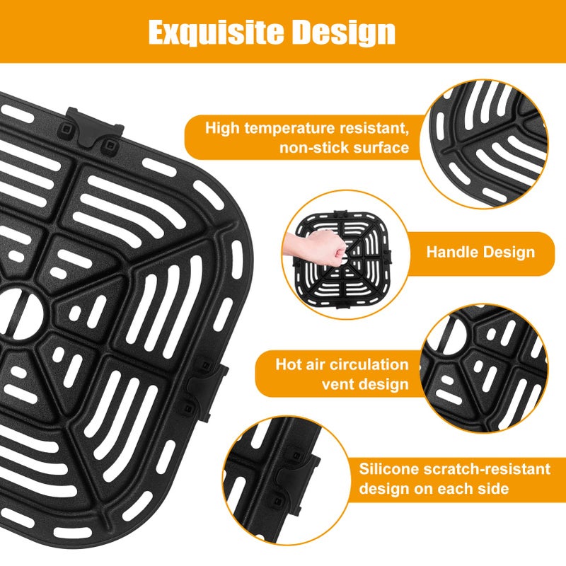 GWY Air Fryer Grill Pan for COSORI Air Fryer Pro LE 5 Qt, Non-Stick 8.26â€™â€™*8.26â€™â€™Square Air Fryer Rack Replacement Parts Accessories Grill Plate Crisper Plate Tray with Rubber Bumpers, Dishwasher Safe - Image 4