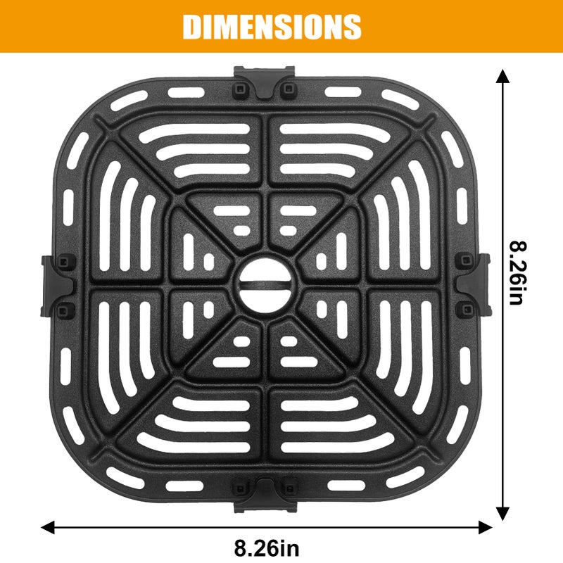 GWY Air Fryer Grill Pan for COSORI Air Fryer Pro LE 5 Qt, Non-Stick 8.26â€™â€™*8.26â€™â€™Square Air Fryer Rack Replacement Parts Accessories Grill Plate Crisper Plate Tray with Rubber Bumpers, Dishwasher Safe - Image 2