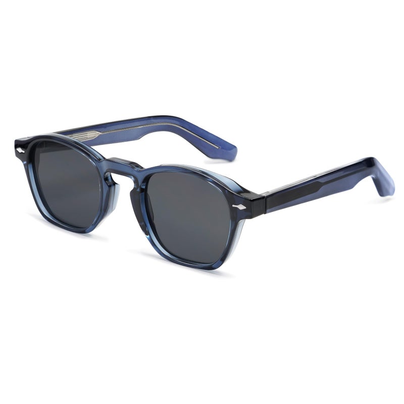 VANLINKER Retro Small Square Sunglasses for Men Womens Trendy Thin Cube Shades Vintage Slim Frames Luxury Eyewear VL9774 Blue Frame Grey Lens - Image 1