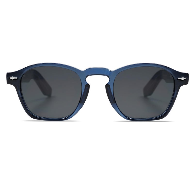 VANLINKER Retro Small Square Sunglasses for Men Womens Trendy Thin Cube Shades Vintage Slim Frames Luxury Eyewear VL9774 Blue Frame Grey Lens - Image 3