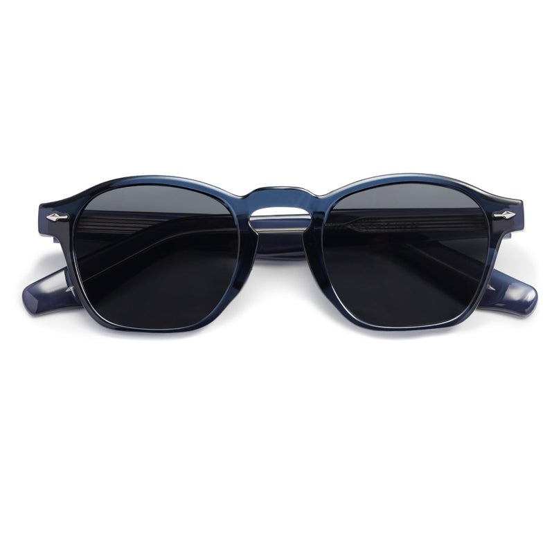 VANLINKER Retro Small Square Sunglasses for Men Womens Trendy Thin Cube Shades Vintage Slim Frames Luxury Eyewear VL9774 Blue Frame Grey Lens - Image 2