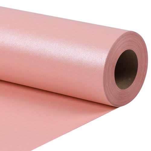 LaRibbons Pink Wrapping Paper, Mini Roll-17 Inch x 33 Feet, Solid Color Pearly-Lustre Gift Wrapping Paper Rolls for Wedding, Mother's Day, Birthday, Bridal Shower - Image 1