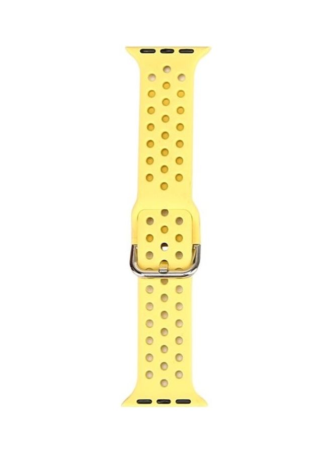 NIBEMINENT Silicone Replacement Watchband For Apple Watch Series 7/6/SE/5/4/3/2/1 41/40/38mm Yellow - Image 1