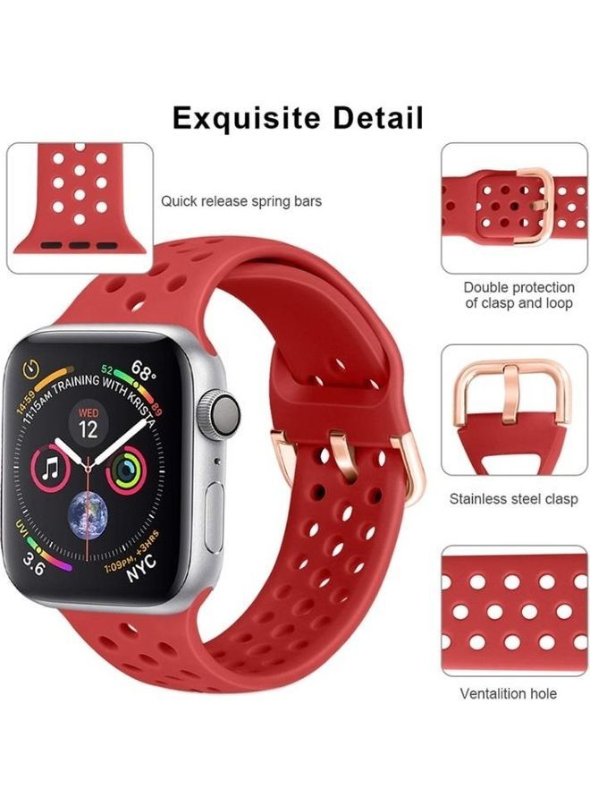 NIBEMINENT Silicone Replacement Watchband For Apple Watch Series 7/6/SE/5/4/3/2/1 41/40/38mm Yellow - Image 5